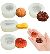 4Pcs Mini Pumpkin Resin Silicone Molds 3D Simulation Miniature Pumpkin Epoxy Casting Molds for DI...