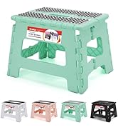 ACSTEP 9 Inch Folding Step Stool 300 LB Capacity Non Slip Foot Stool with Handle Plastic Foldable...
