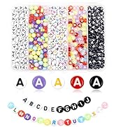 500PCS FIVEIZERO Letter A Beads, 4x7mm Colored Round Letter Beads, Acrylic Assorted Alphabet Bead...