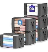 90L Large Storage Bags, 6 Pack Clothes Storage Bins Closet Organizers | Foldable Storage Containe...