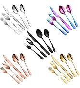 A · HOUSEWARE 200 Piece Stainless Steel Flatware Set for 32, Classic Design Dinner Knives Forks S...