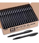 Sikao Pens Bulk, 60 Pack Black Gripped Slimster Ballpoint Pens Black Ink 1.0mm Medium Point Smoot...