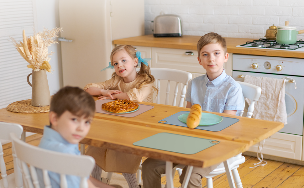 3 Pack placemat, pink, green and blue