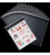 Cidenbio 200 Pcs Self Sealing Cellophane Treat Bags 6x9, Clear Candy Cookie Bags for Gift Giving,...