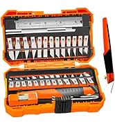 NOEAIKE 31-Pcs Exacto Knife Set,Precision Hobby Knife Set with Tweezers,Grindstone,Steel Ruler,SK...