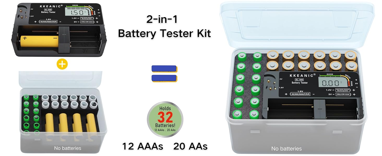 Battery Tester with Battery Organizer