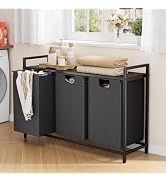 Kitstorack Laundry Hamper with Shelf - Laundry Basket Organizer with 3 Pull-Out Removable Bags La...