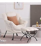 LITA Lazy Chair with Ottoman, Modern Accent Leisure Upholstered Sofa Chair, Contemporary Lounge R...