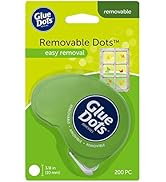 Glue Dots Removable Dot N' Go Dispenser with 200 (.375 Inch) Removable Adhesive Dots (03669E)