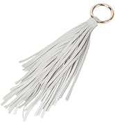 CALFOVERA Leather Tassel Pendant Handbag Key Fob Circle Key Rings Charms PU Leather Tassel Keycha...