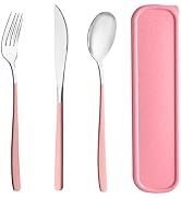 HMDZMR Travel Utensils with Case, 4pc Reusable Utensils Set with Case, Camping Utensil Set, Porta...
