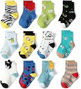 SkiBeaut Toddler Grips Socks, Non Slip Kids Toddlers Boys Girls Grippy Child Socks with Grippers ...
