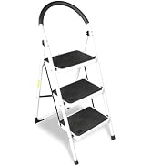 Jack Boss 3 Step Ladder, Folding Lightweight Step Stool with Wide Anti-Slip Pedal for Home, Offic...