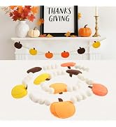 jijAcraft Pumpkin Garland Fall Decorations – Pre-Strung Pumpkin Banner Decor, Fall Felt Garland, ...