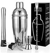 Cocktail Shaker Set, 6-Piece 18/8 Food-Grade Stainless Steel Mixology Bartender Kit - Premium Bar...
