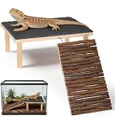 Bearded Dragon Basking Platform with Climbing Ramp,Leopard Gecko Basking Platform with Stone,Rept...