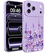 Fsoole Designed for iPhone 17 Pro Max Case, Cute Oil Painting Flower Floral Pattern Liquid Silico...