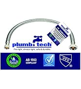 Plumb Tech FC12Stainless Steel Faucet Connectors - 12 inch Flexible Faucet Connectors 12 inch Len...