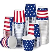RUSPEPA 3oz Patriotic Paper Cups, American Flag Red White Blue Stars & Stripes Design Disposable ...