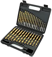 GMTOOLS 30 Pcs Titanium Impact Drill Bit Set, Hex Shank HSS Twist Drill Bits with Storage Case fo...