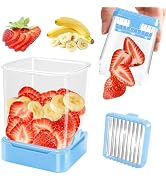 GENGCANG Fruit Slicer Cup for Strawberry, Banana, Hard-Boiled Egg - Detachable Cutter with Push P...
