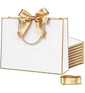 JOYIT 6 Pack Extra Large White Gift Bags - 17x5.5x12.6 Inch Gift Bags with Handles and Ribbon, XL...