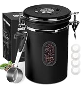 ROCKY&CHAO 2800ML Airtight Coffee Canister with Date Tracker & Transparent Window, 35 OZ Large Te...