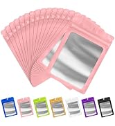 FUNFERY 100 Pack Mylar Resealable Bags Foil Packaging Bags with Clear Window,Zipper Pouch Smell P...