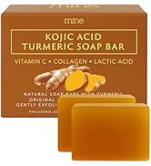 Mine Turmeric Kojic Acid Soap Bar with Vitamin C, Collagen, Shea Butter & Lactic Acid – Natural S...