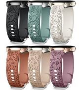 SNBLK Floral Engraved Bands Compatible with Samsung Galaxy Watch 7 6 5 4 Active 2 FE 40mm 44mm/5 ...