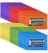 YoeeJob 36 Pack 3 Ring Binder Pencil Pouch with Clear Window, Clear Zipper Pencil Case Bulk Suita...