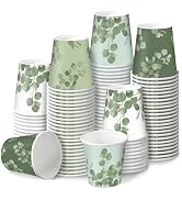 RUSPEPA 2 oz Bathroom Cups, Disposable Paper Cups - 100 Pack Set Eucalyptus Design Printed - Mini...