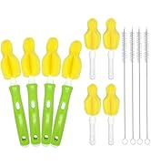 INVODA 12 Piece Sponge Nipple Bottle Brushes, Baby Bottle Brush with 4 Piece Nipple Cleaner, 4 Pi...