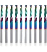 BFVV 10 pcs O Flute CNC Router Bit Set, 1/8-inch Shank Single Flute End Mill, Spiral Up-Cut Solid...