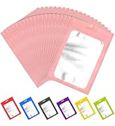 100 Pieces Resealable Mylar Bags with Ziplock and Clear Window Smell Proof Bags Packaging Bags Fo...