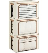 Yecaye Clothes Storage Bins with Metal Frame, Foldable Clothing Storage Bin with Lid, Stackable O...