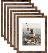 10x14 Picture Frame Set of 6 for 30 x 40 cm Diamond Art Painting, Display 8.5x11 with Mat or 10x1...