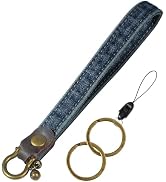 Fishent Denim Wristlet Keychain for Women Men, Cute Key Chain, Wrist Lanyards for Car Keys ID Bad...