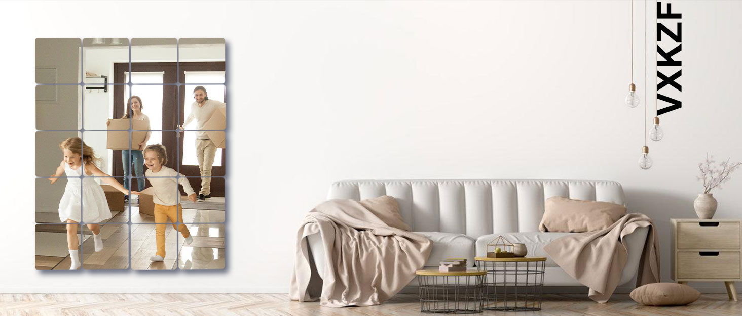 VXKZF Unbreakable Wall Mirror Full Length Mirror Tiles