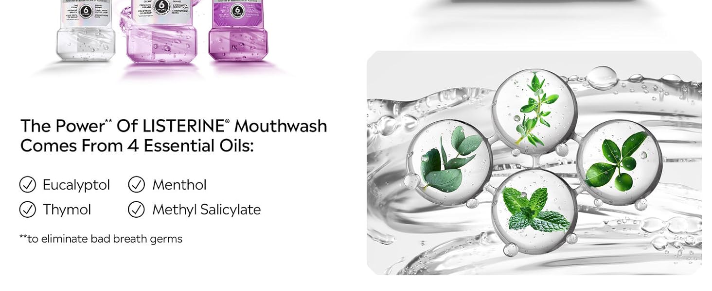 The power of Listerine mouthwash comes from 4 essential oils