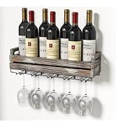 JACKCUBE Design Wine Rack Wall Mounted, Hanging Wine Bottle Holder Storage Rack with Wine Glass S...
