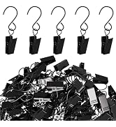 Stainless Steel S Hooks Curtain Clips, 100 Pack Hanging Party Lights Clips Hangers Gutter Photo, ...