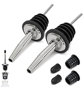 2PCS Stainless Steel Pourers, Speed Wine Bottle Pourer, Olive Oil and Vinegar Tapered Stopper Spo...