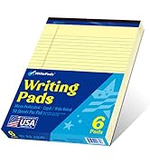 WritePads Legal Pads 8.5 x 11 Note Pads, Wide Ruled Writing Pads, Canary Paper, 6-Pack, 50 Sheets...