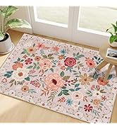 DUKINO 2x3 Rugs for Entryway, Floral Indoor Washable Door Mat, Non Slip Boho Small Rug for Kitche...