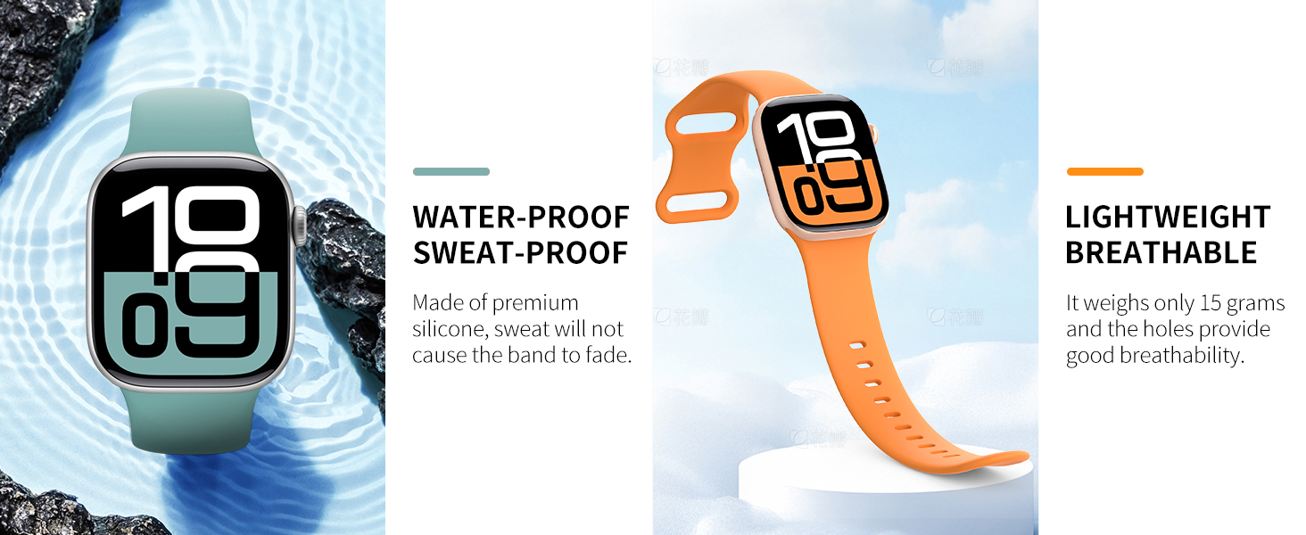 the watch is made of premium silicone, sweat will not cause the band to fade.