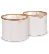 efluky Storage Baskets for Organizing, Fabric Storage Bins with Bamboo Handles, Collapsible Stora...