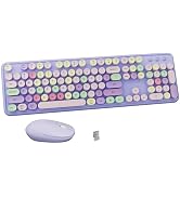 FCPLU Colorful Wireless Keyboard and Mouse Combo( Purple Colorful ) | Full-Sized Office Keyboard ...