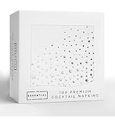 Stylish 5x5 Inch Silver Star Napkins - 100 Pack of White and Silver Cocktail Napkins - Disposable...