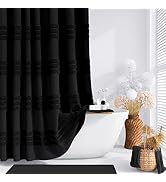 Dynamene Black Fabric Shower Curtain, Tufted Chenille Striped Textured Cloth Shower Curtains for ...